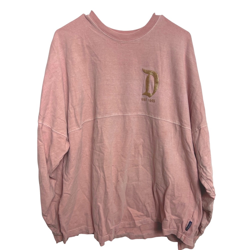 Disneyland Resort Spirit Jersey Rose Pink Gold Glitter Puff Print Women L Street